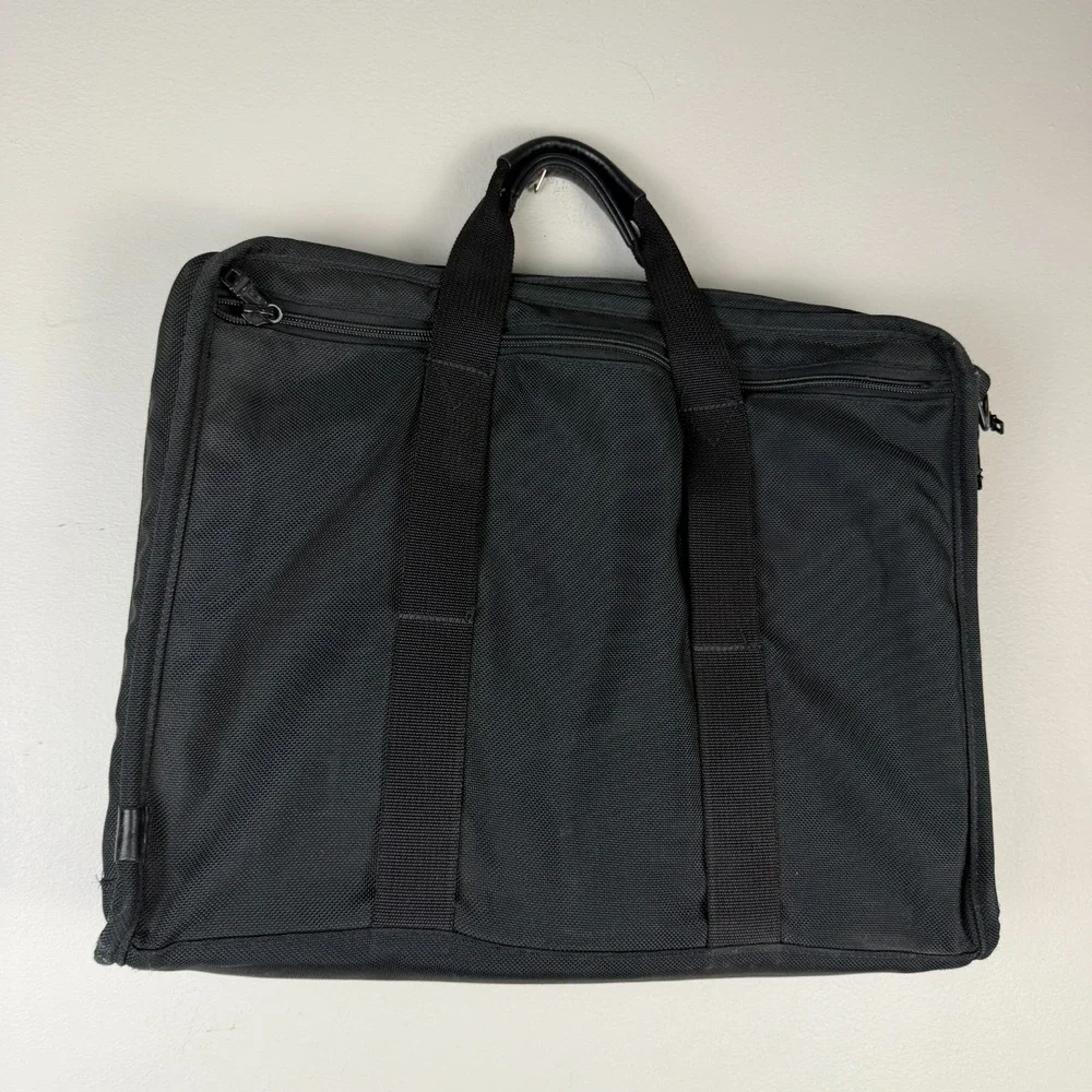 TUMI Briefcase Bag Men's Black Nylon Logo Patch Classic Top Handles Zip Pockets